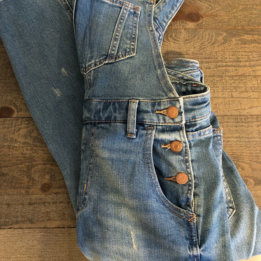 Old Navy Lightwash minimal distressed jean overalls